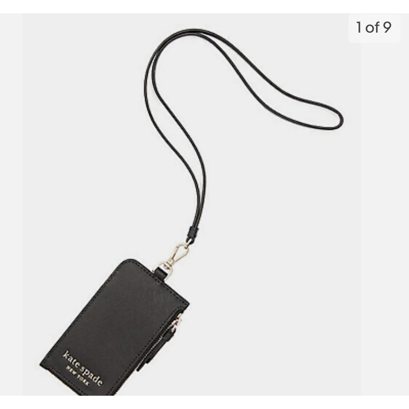 Preloved Kate Spade ID Card Case Cameron Lanyard Black Holder Wallet