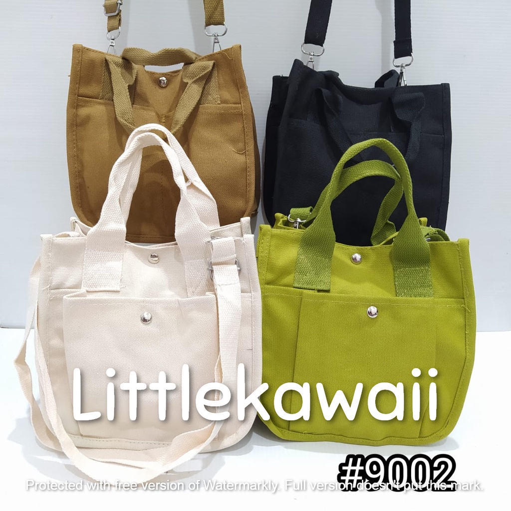 LK/Tas Totebag Tenteng Slempang Kanvas Fashion Kuliah Sekolah Wanita Remaja Dewasa Korean Style Polos Mix Import