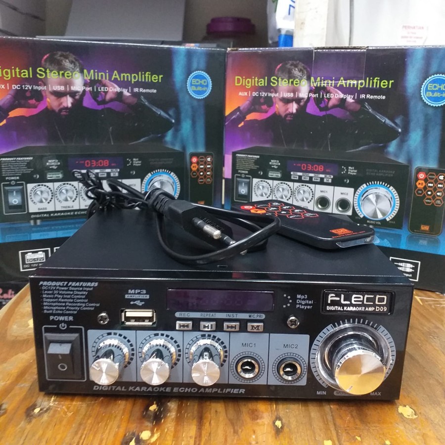 COD POWER AMPLIFIER WIRELESS DIGITAL STEREO FLECO D16 / AMPLI KARAOKE BLUETOOTH FLECO D16 TERMURAH SUPER BASS