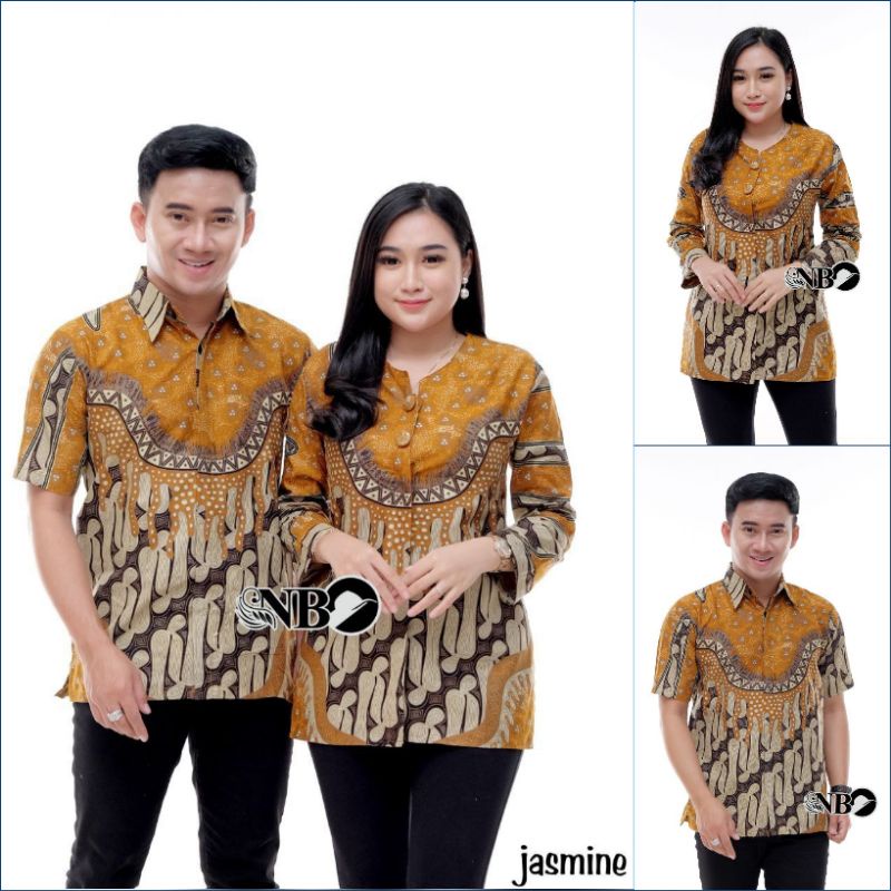 Baju Batik Couple Jasmine M L XL XXL Atasan Baju Batik Pria Wanita Kantor