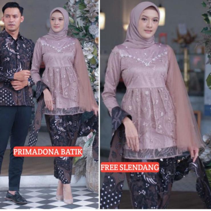 【MEGA SALE】 Couple Kebaya Modern Baju Wisuda Tunangan Lamaran Terbaru Baju Batik Brokat Couple meka