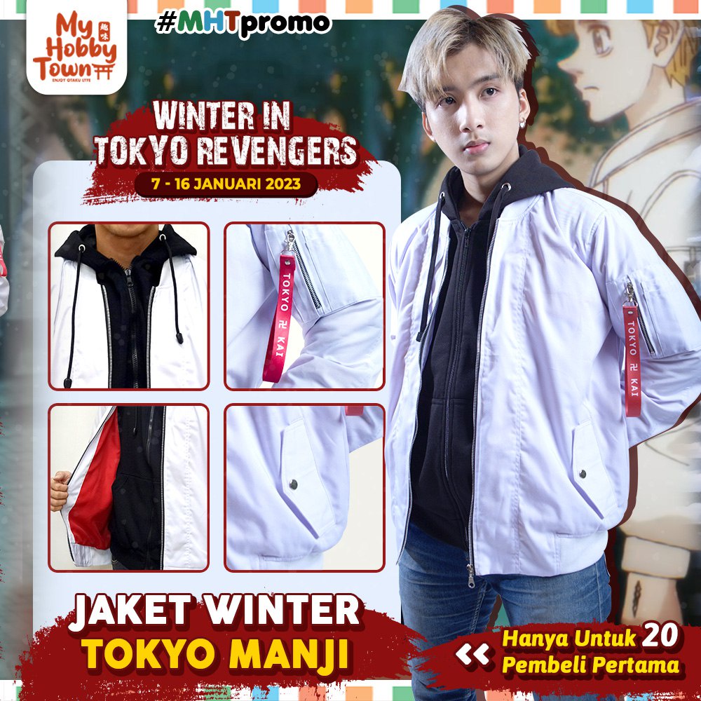 [BUNDLING] Jaket Bomber Anime Tokyo Manji Kai White Winter + Hoodie Hitam MA-1