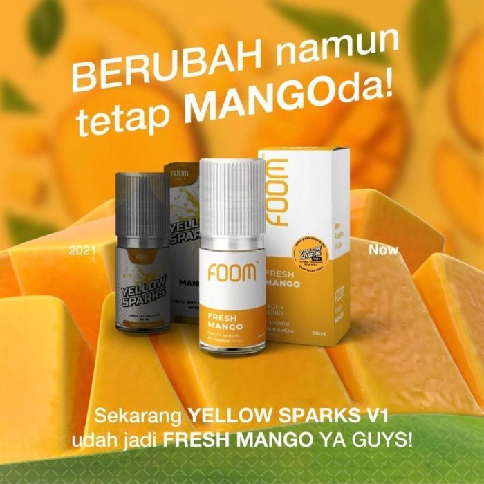 Foom Fresh Mango Fruity Series 30ML 30MG Salt Nic by Foom.id Authentic
