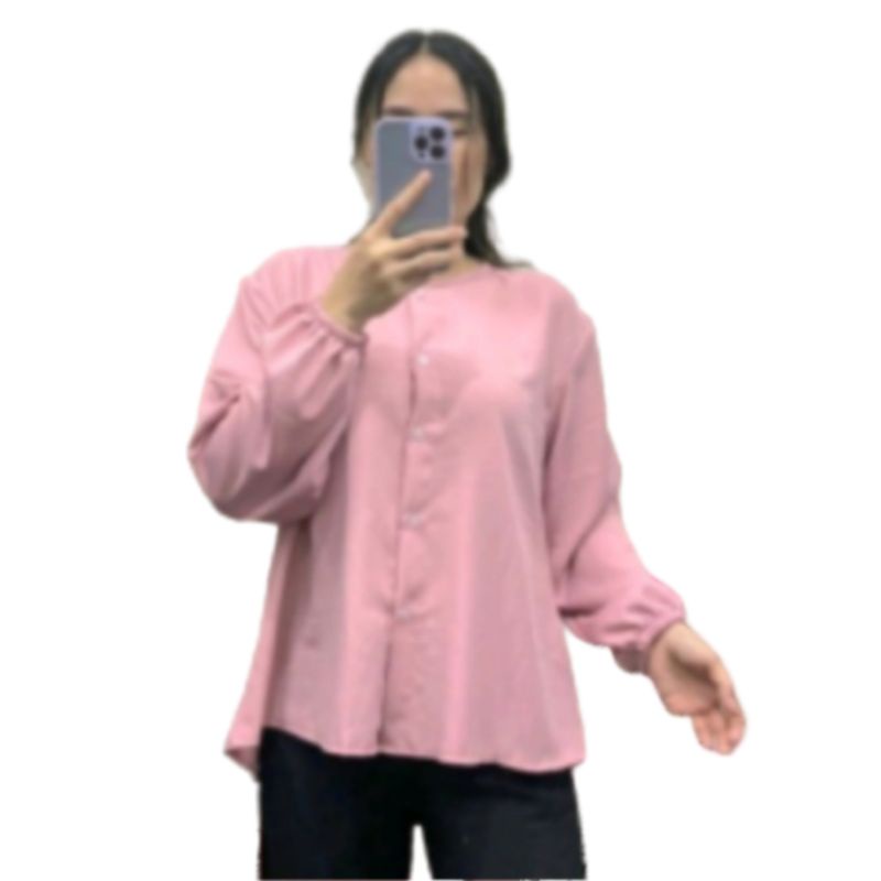 Blouse Kayla Atasan Wanita Jumbo LD120 Big Size Kekinian Viral Busui Kancing Hidup