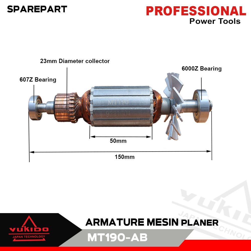 YUKIDO MT370 MT371 Armature Angker Mesin Profil Kayu Wood Trimmer Trimer Router MT 370 371 For Maktec