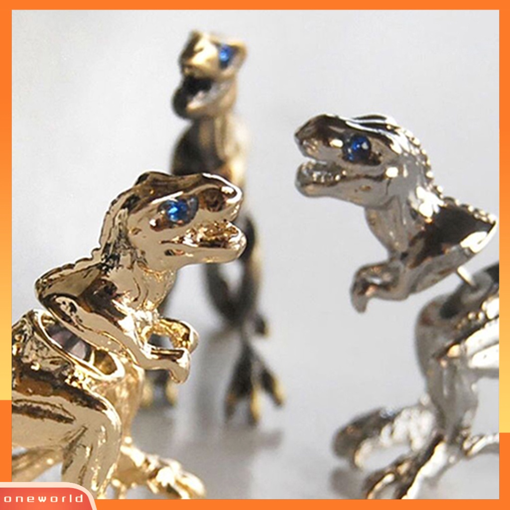 [oneworld] Ear Studs Punk Bentuk Dinosaurus Alloy Indah 3D Anting Tusuk Hewan Untuk Pesta