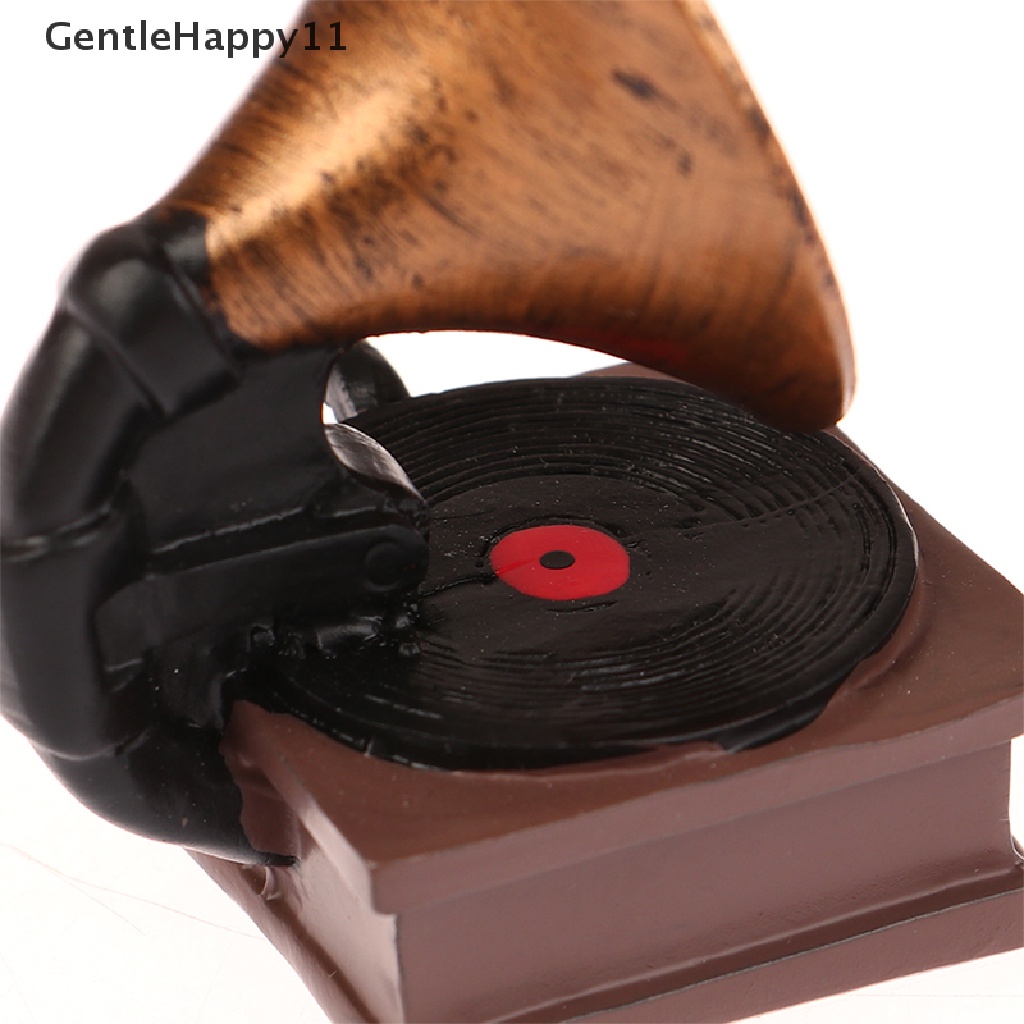 Gentlehappy Rumah Boneka mini Dekorasi model phonograph Kucing Lucu retro phonograph Aksesoris id