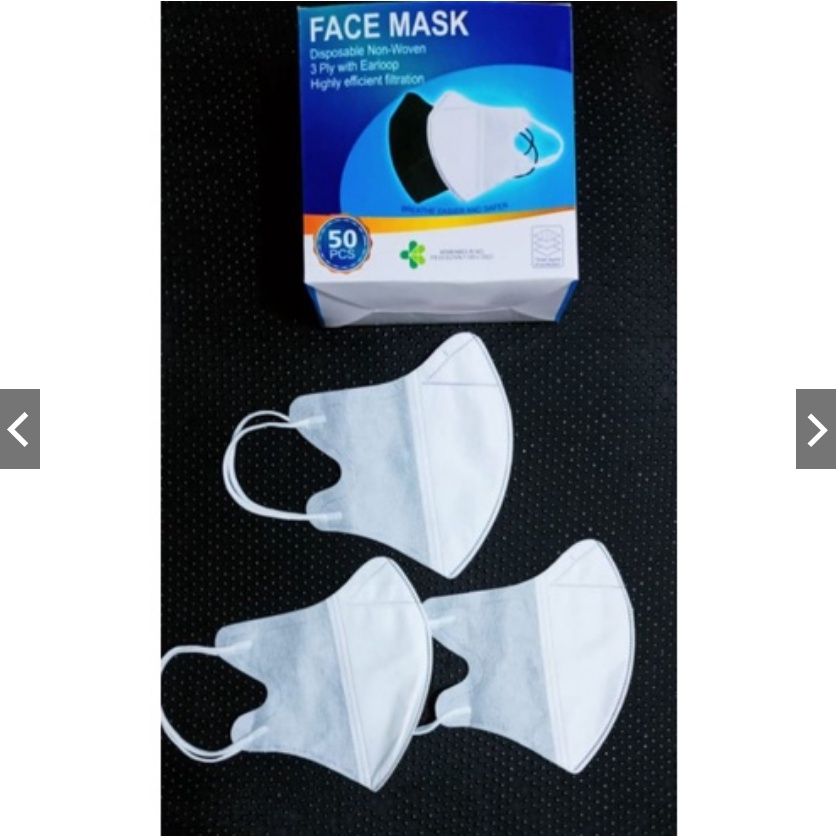 MASKER DUCKBILL PUTIH / HITAM 3D 3ply ISI 50pcs Setara Mouson Alkindo