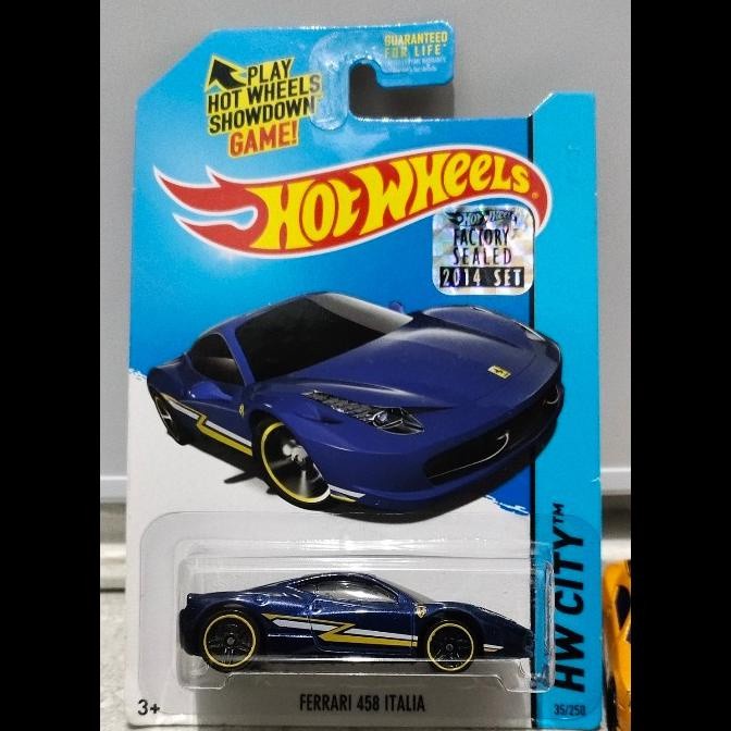 Hot Sale Jv545 Hot Wheels Ferrari 458 Italia Biru Factory Sealed 2014 Set Hw Ci Terbaru