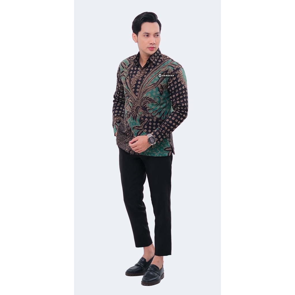 Handara Batik Pria Lengan Panjang Slim Fit Premium Truntum Turkis Turquoise HB-325