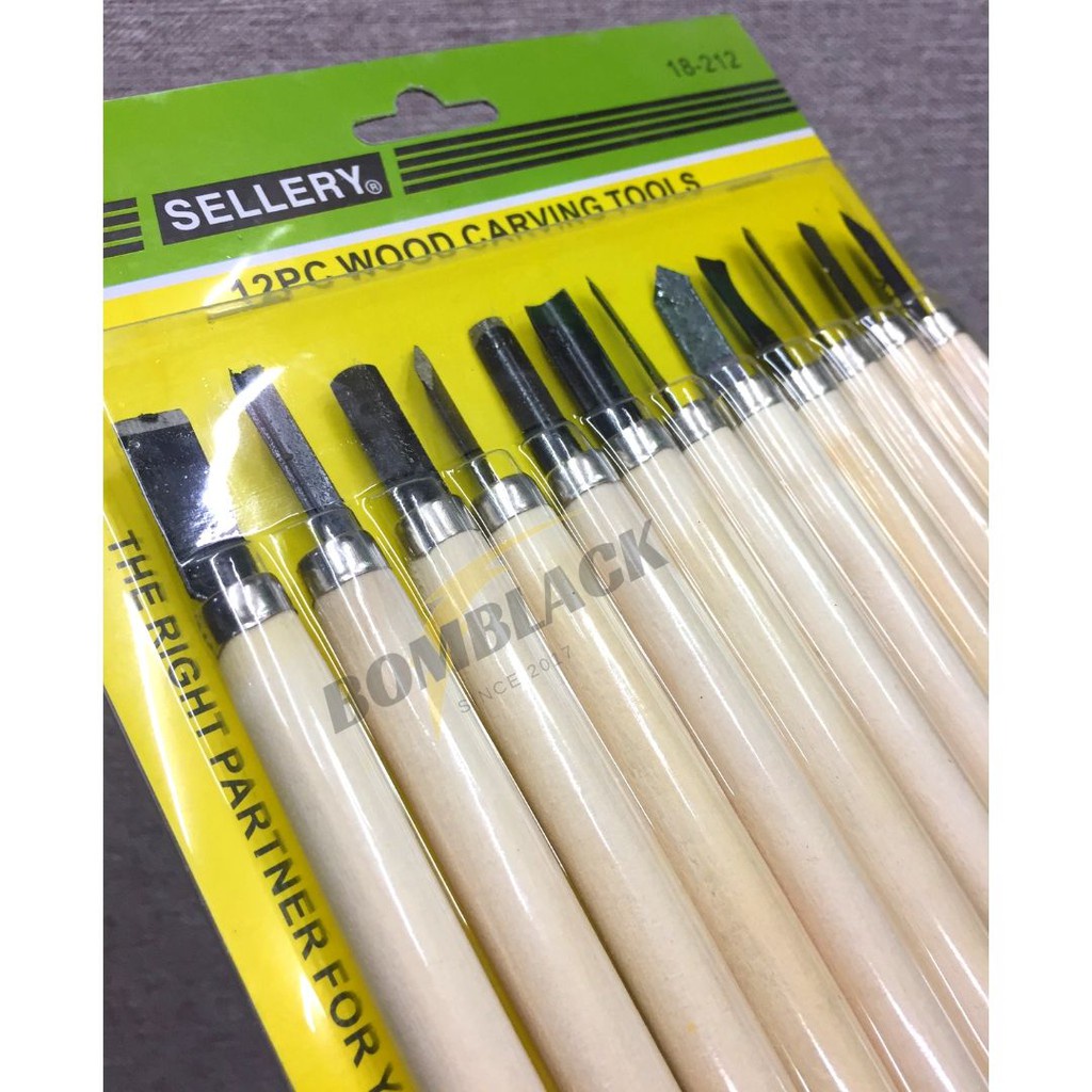 Pisau Ukir Set 12pcs SELLERY Cukil Pahat Kayu Fondant Clay Hobby Knife