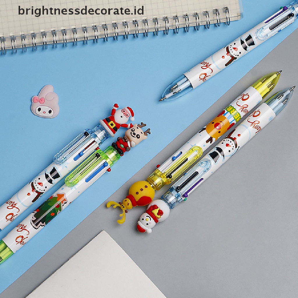 [Birth] Random New Gel Pulpen Kartun Santa Claus 6-warna Press Kreatif Bolpoin [ID]