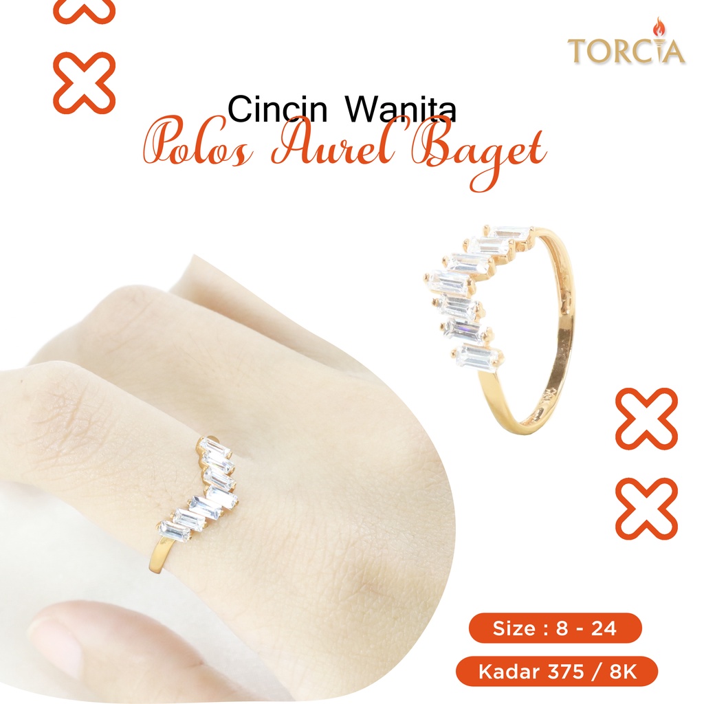 Cincin Wanita Emas Asli Polos Aurel Baget Kadar 375 Torcia