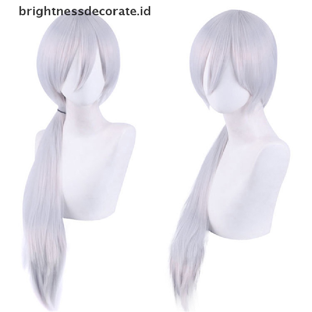 [Birth] Quanxi Wig Rambut Palsu Panjang Silver Grey Anime Chain Man Cosplay Hair Wig Cosplay Sintetis 80cm [ID]