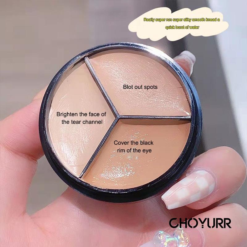 【COD】Concealer 3 in 1 Contour Corrector Natural Light Skin Color 3 Warna Palet Concealer Krim Tahan Air 12 Jam Full Coverage Concealer Cakupan Kuat Pelembab-CH