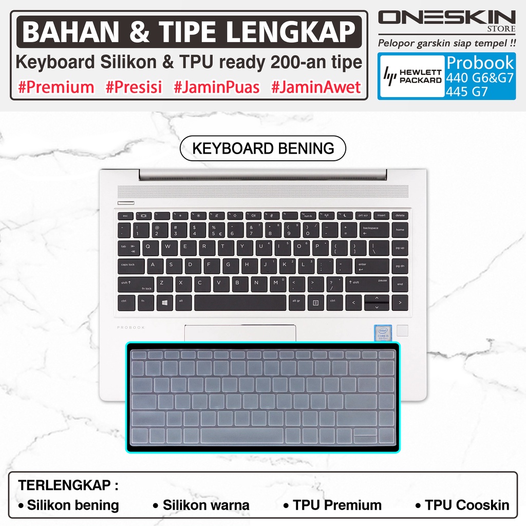 Garskin Sticker Laptop Pelindung Keyboard Screen Protector HP ProBook 440 G6 G7/445 G7 Gambar Full Body Silikon Bening Warna Glossy Doff Anti Blueray