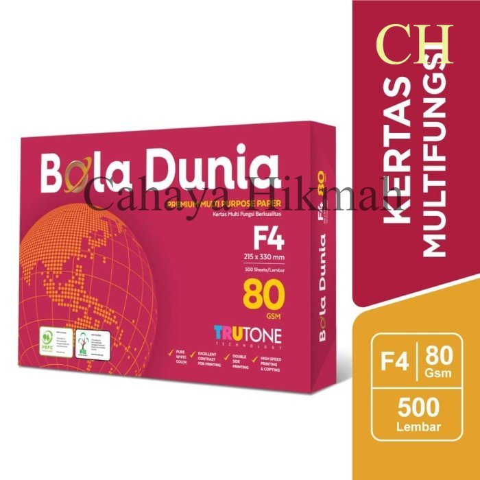 

Bola Dunia Kertas Fotocopy 80 GSM F4 berkualitas