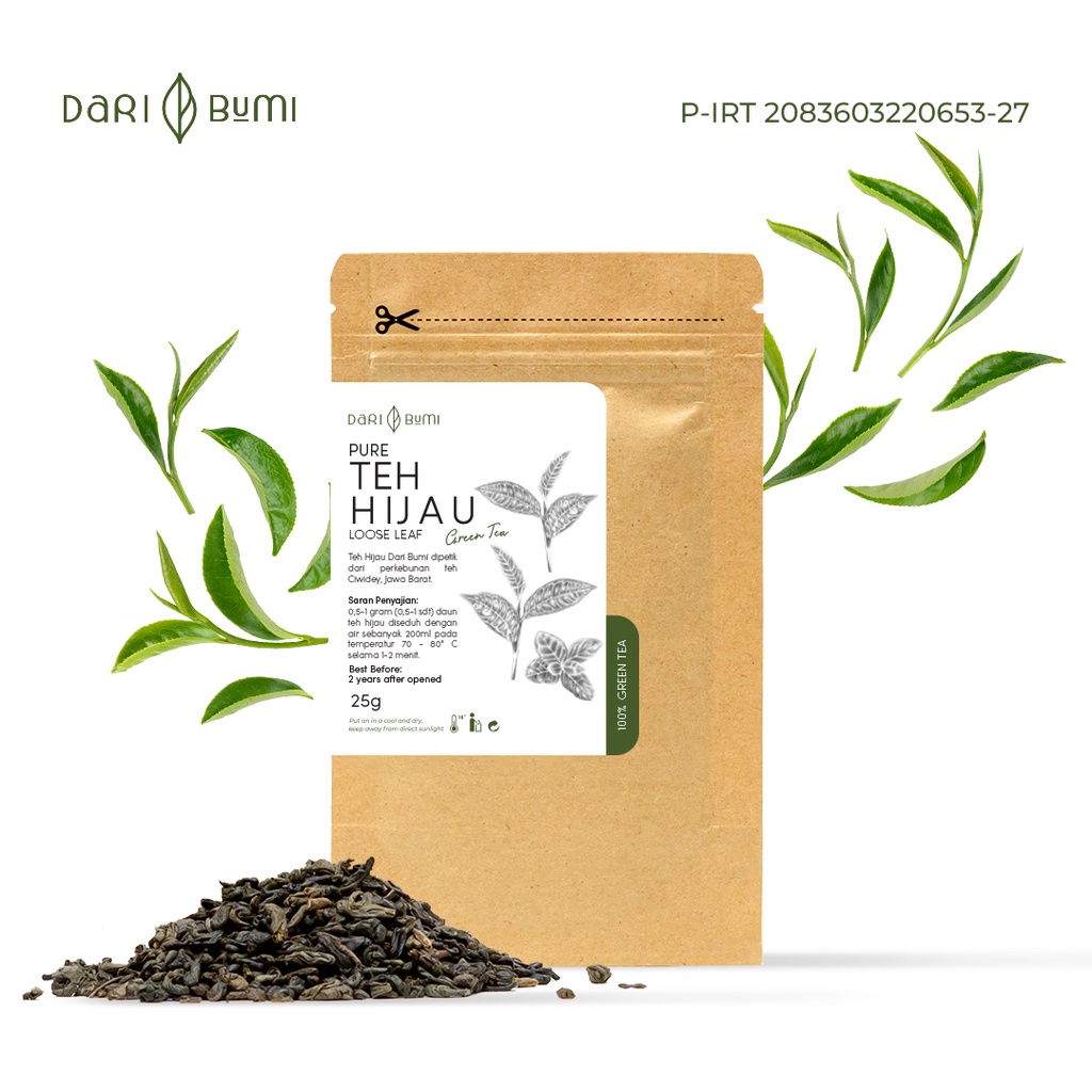 Teh Murni 25gr Dari Bumi Varian Teh Hijau Teh Hitam dan Matcha Premium Teh