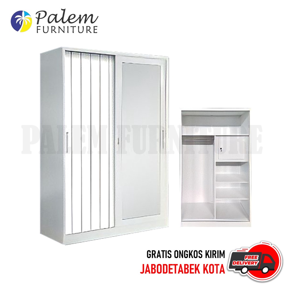Lemari Besi Lemari Pakaian 2 Pintu Besi 120 Sliding