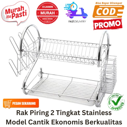 [BISA COD] PROMO Rak Piring 2 Tingkat Stainless Model Cantik Ekonomis Berkualitas Rak Piring Rak Gel