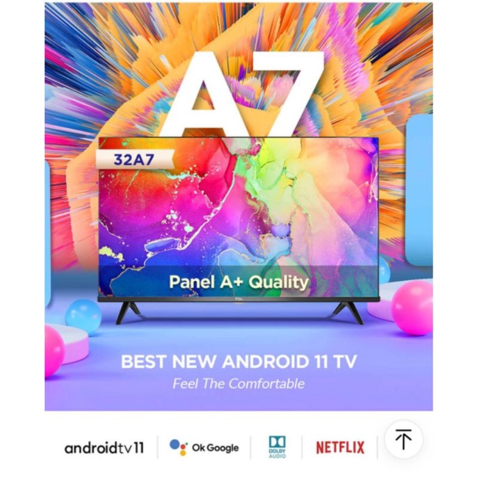 TCL LED TV Android 11 - 32 inch 32A7 - Frameless
