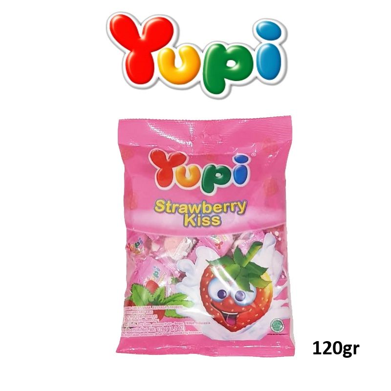 

YUPI STRAEBERRY KISS 120GR/PERMEN YUPI/SNACK/MAKANAN RINGAN/JAJANAN
