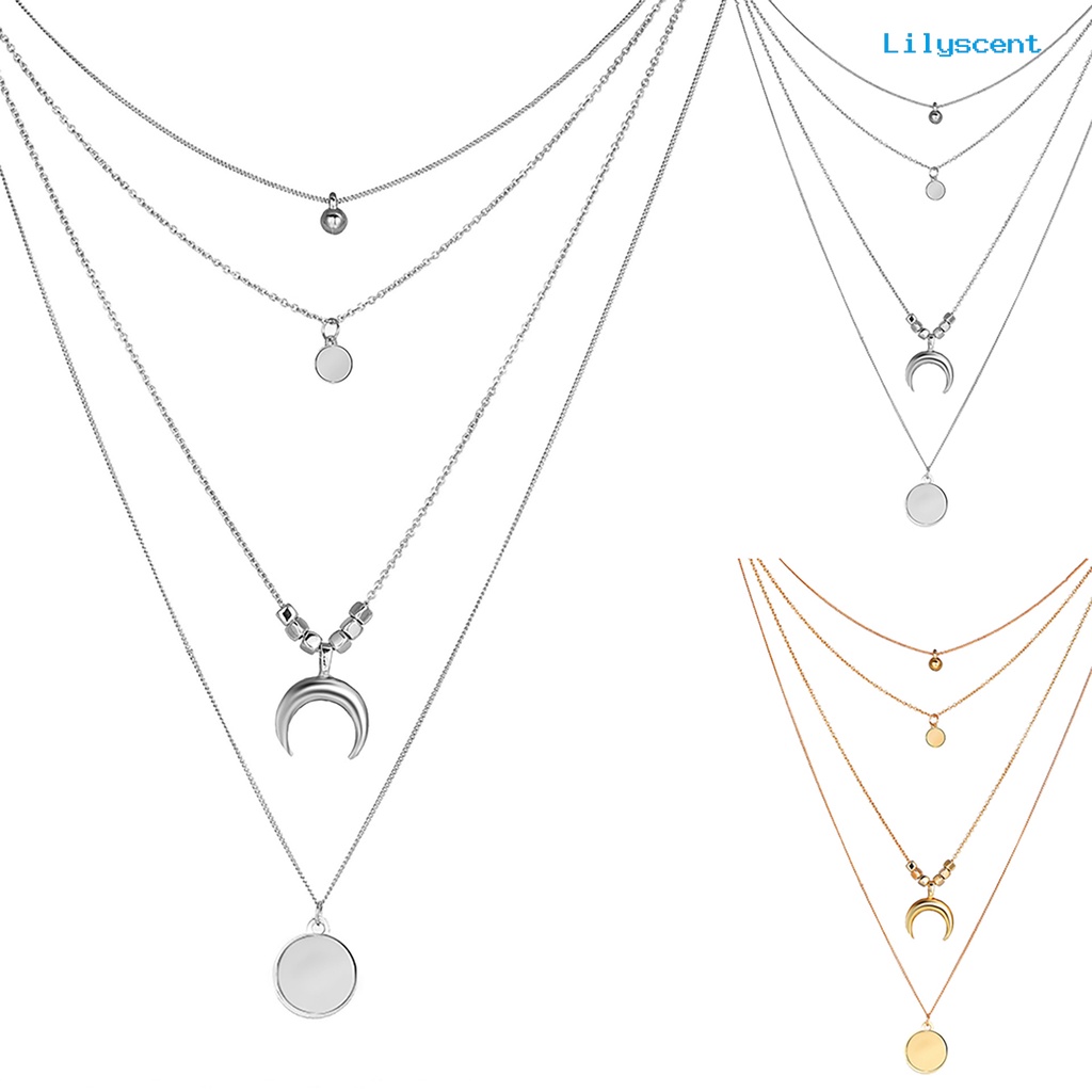 Ls Kalung Rantai Panjang Liontin Leher Exquisite Stainless Warna Silver Untuk Pacaran