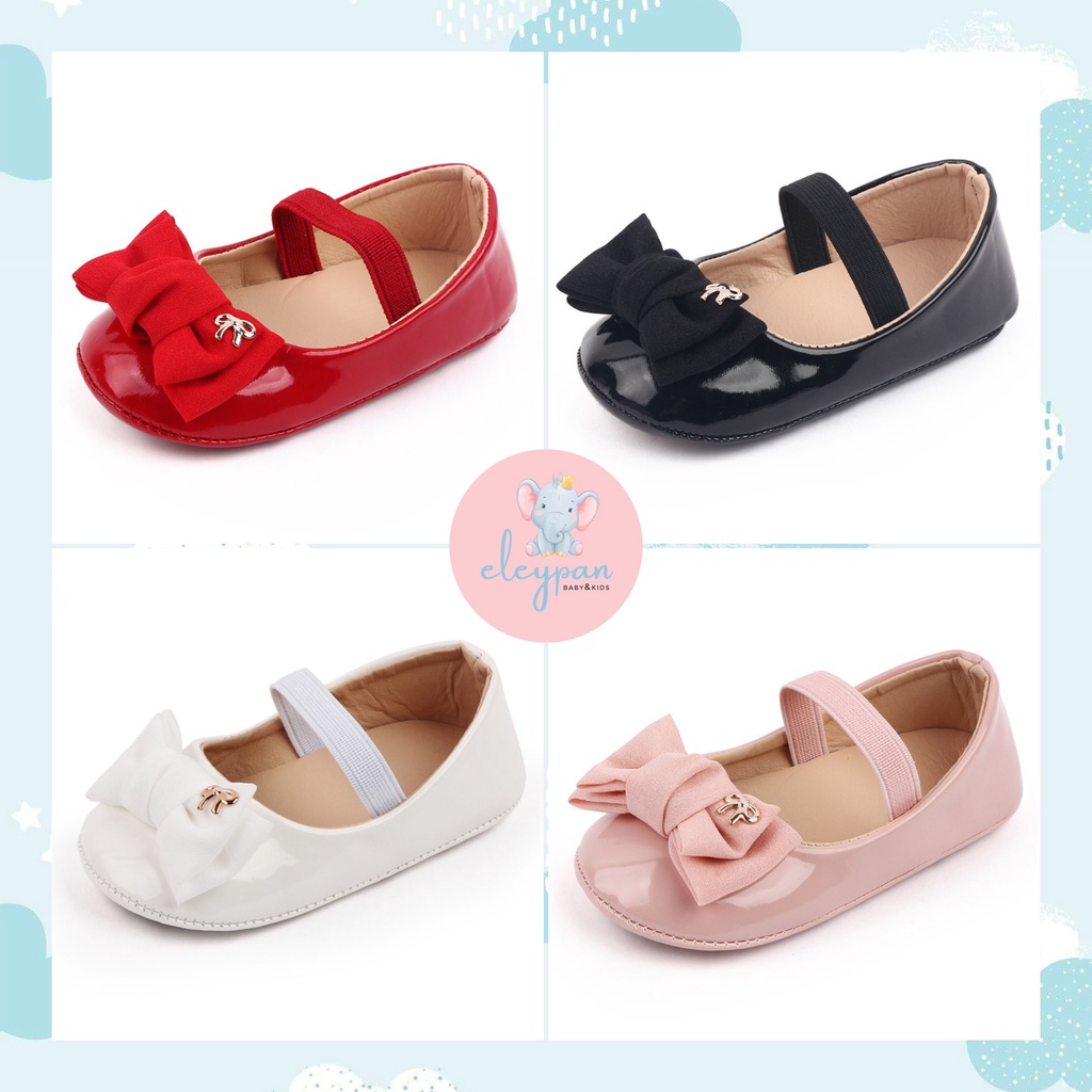 Sepatu Flat IMPORT Prewalker Flatshoes Anak Perempuan Baby Shoes Impor Motif Pita Tie Ribbon