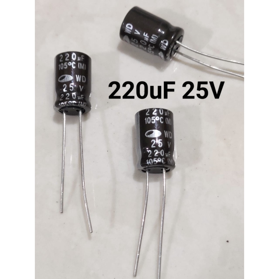Kapasitor Capacitor ELCO 220uf 25v / 220 uf 25 v / 220uf/25v Elko 220uF 25V