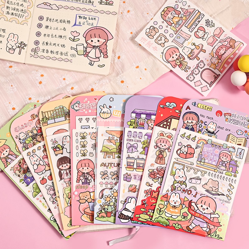 PAOPAO Stiker Korea Akichan Cute Import isi 4 Lembar Cakep