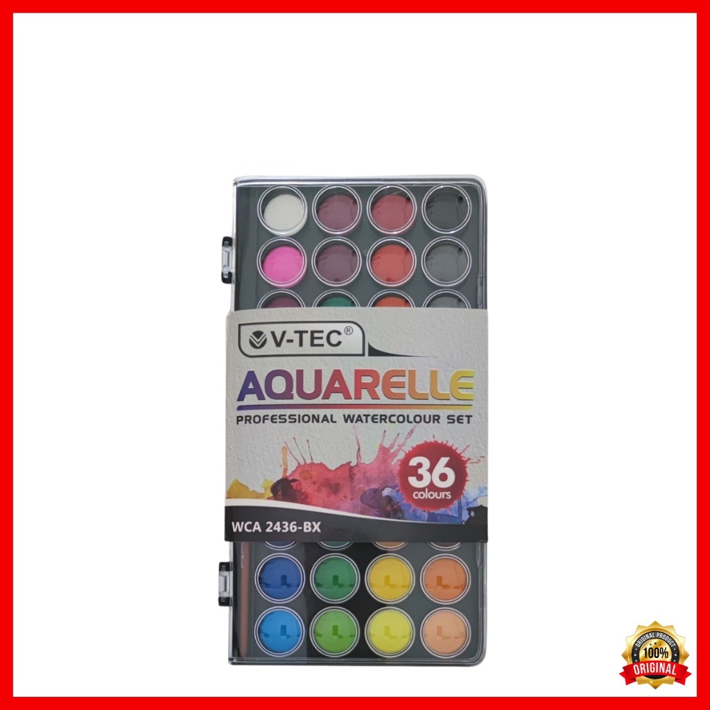 

V-Tec Watercolor 36 Color WCA-2436 / V-Tec Watercolor Cake WCA-2436 / Cat Air V-Tec 12 Warna WCA-2436
