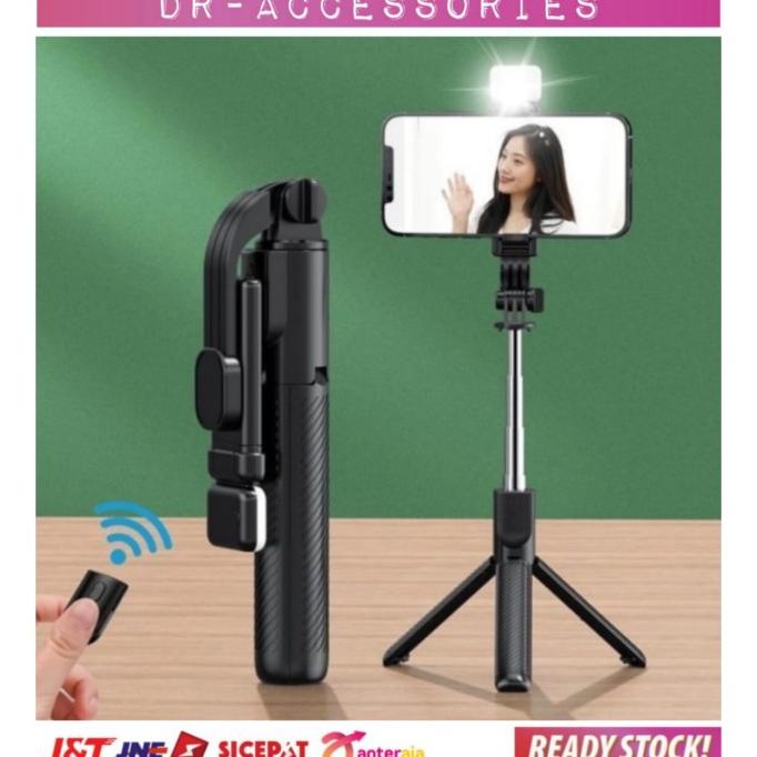 Tongsis Bluetooth LED R1S 3in1 Remote Selfie Tongsis Tripod Bluetooth