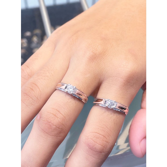 Cincin emas putih 375 WEDDING COUPLE Ring berat 2 - 3 gram an