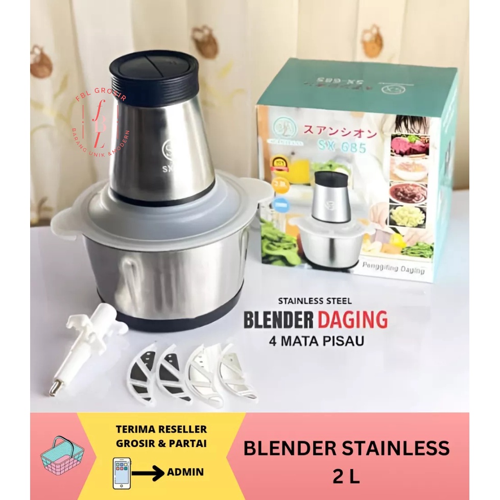 BLENDER DAGING STAINLESS 2 LITER MEAT GRINDER BLENDER KAPSUL CAPSULE CHOPPER DAGING FBL