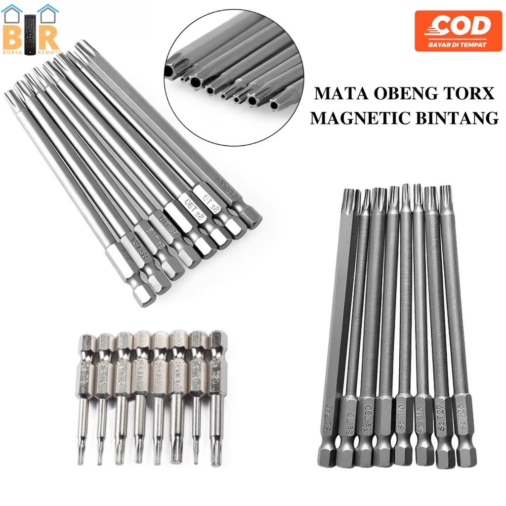 Mata Obeng Torx Kunci L Hex Shank 2 - 6&quot; Inch Bintang Magnetic Alloy Steel