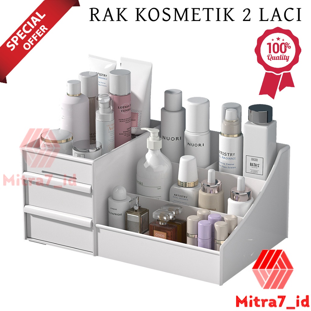 [M7] RAK KOSMETIK DRAWER 2 LACI / KOTAK PENYIMPANAN ALAT MAKE UP / RAK KOSMETIK PLASTIK 2 LACI / RAK KOSMETIK