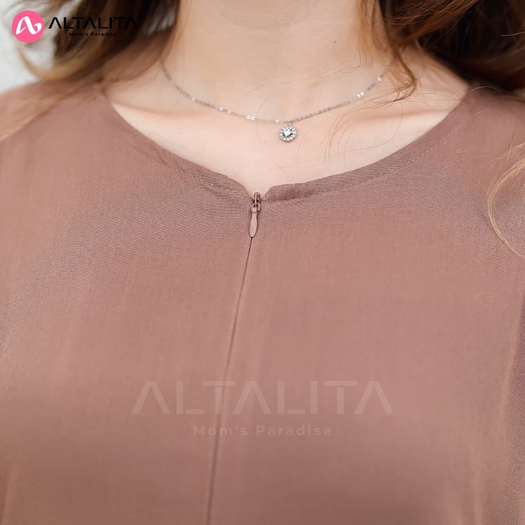 Altalita - Daster Ruffle Kekinian Polos Busui Bahan Rayon Premium | Daster Viral Busui Polos Pendek Terbaru | Daster Polos Jumbo LD 120 Rempel Bawah