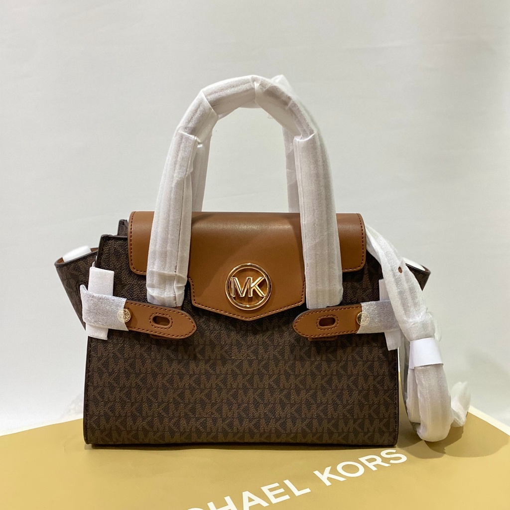 Michael kors carmen medium satchel flap brown