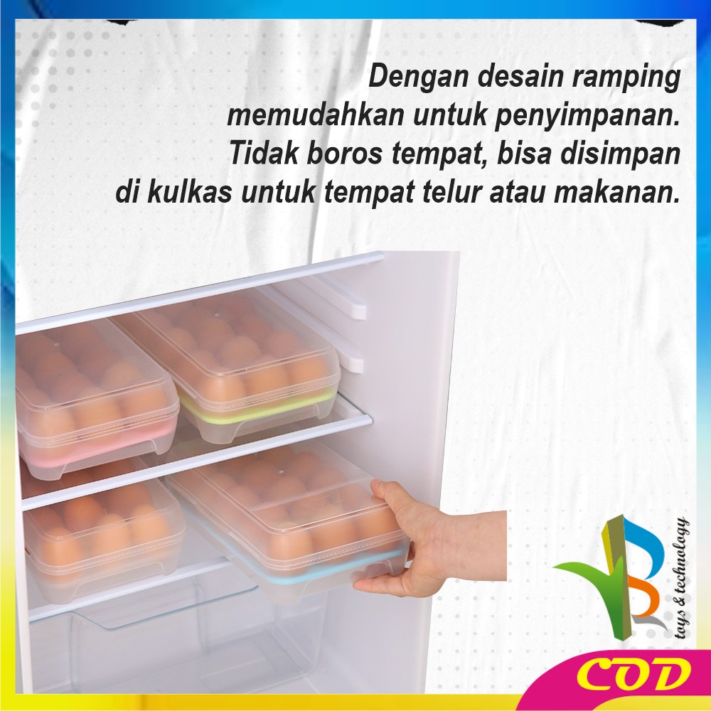 RB-C791 Kotak Tempat Rak Susun Penyimpanan Telur 15 Lubang Sekat / Rak Wadah Tempat Telor 15 Butir Egg Box Storage Organizer Anti Pecah