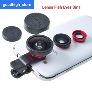 Lensa fish eyes 3in1 plus kaki Universal