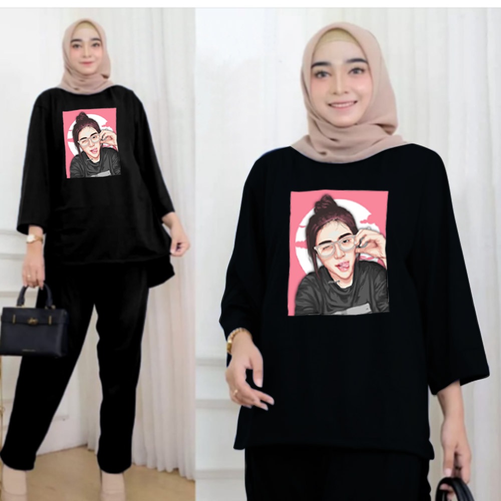 FF SETELAN TUNIK WANITA HIJAB COLABORATION BAHAN BABYTERY IMPORT 012