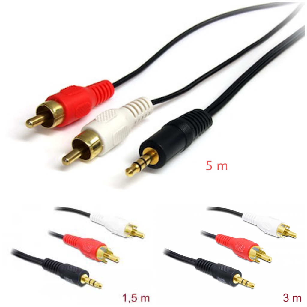 Kabel RCA 2 ke 1 Jack Audio 3.5mm RCA 2 ke 1