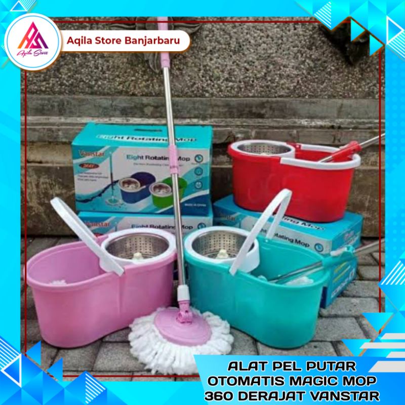 Pel Mop Putar Otomatis Vanstar / Alat Pel Putar Otomatis Magic Mop Stainless 360° Ha