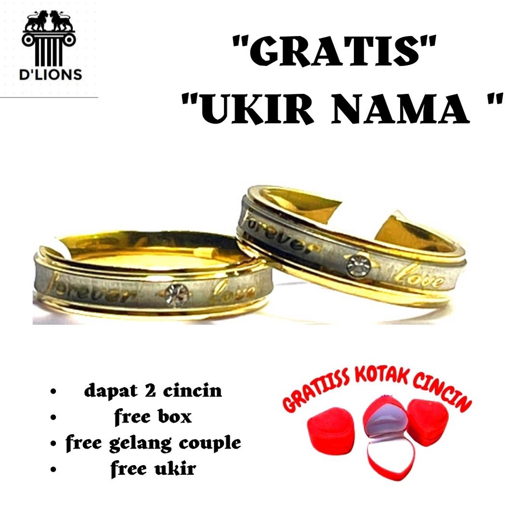 CINCIN FOREVER LOVE TITANIUM FREE UKIR NAMA,ANTI KARAT DAN TIDAK GATAL,CINCIN PASANGAN TITANIUM PRIA DAN WANITA GRATIS UKIR NAMA,GRATIS BOX