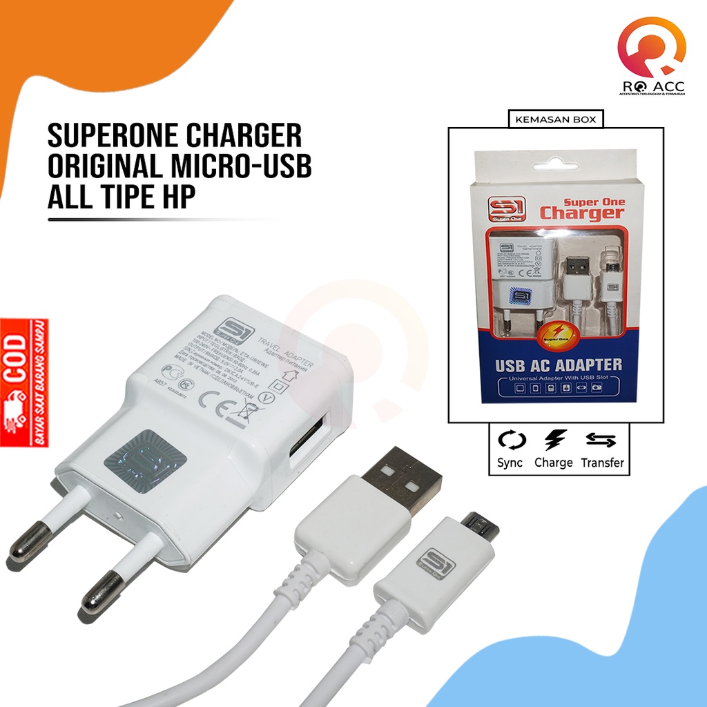 [RO ACC] MICRO USB SUPERONE CHARGER S4 MODEL ORIGINAL ALL TIPE HP