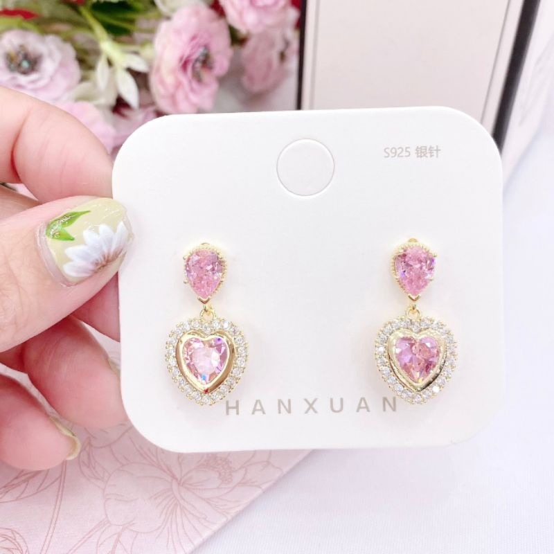 Anting Silver925 perak mata kilau Starling Silver Zircone Premium Quality Mata Kilau Anti Karat Anti Alergi Earring Fashion Import Branded Band A4