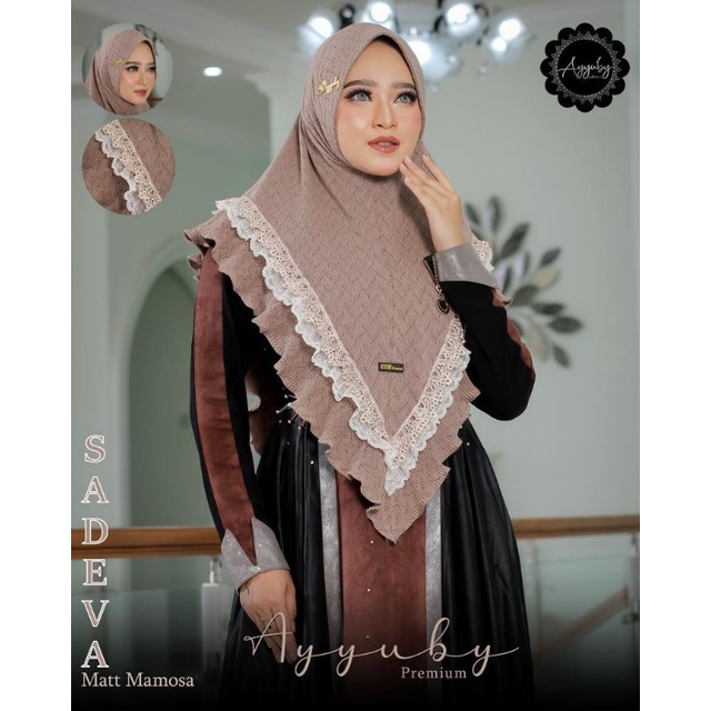 HIJAB SYARI INSTAN SADEVA RENDA BYA AYYUBY BAHAN JERSEY MAMOZA