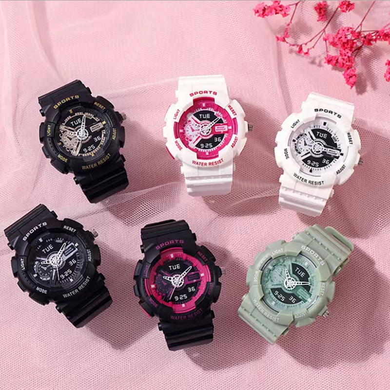 Jam Tangan Pria Dan Wanita Sport Rubber Fashion Digital Watch Dual Wristwatches LED