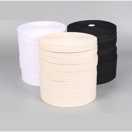 Label katun halus polos 100 yard / label pita katun cream