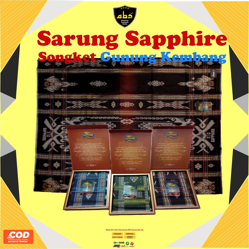 Sarung Sapphire Songket Premium Gunungan Kembang Sarung Warna Motif SGK Sarung Pria Wanita Dewasa